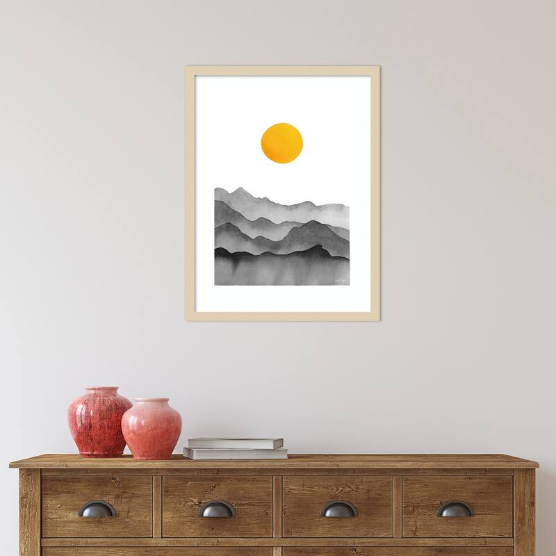 Black Yellow Mountain Range Silhouette by Cat Coq Framed Wall Art Print