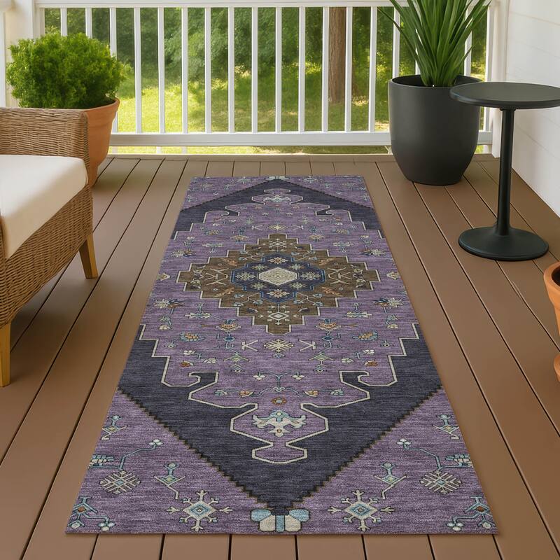 Machine Washable Indoor/ Outdoor Global Marrakesh Chantille Rug - Plum - 2'3" x 7'6"