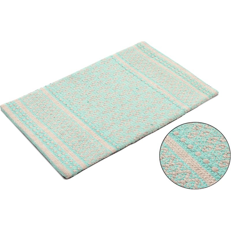 Revitalize Your Kitchen with Comfort and Style! Woven Cotton Anti-Fatigue Mat - 18x30 Inches - 18''x30'' - Aqua