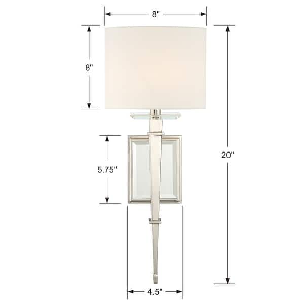 Clifton 1 Light Polished Nickel Wall Mount - 8'' W x 20'' H x 8'' D