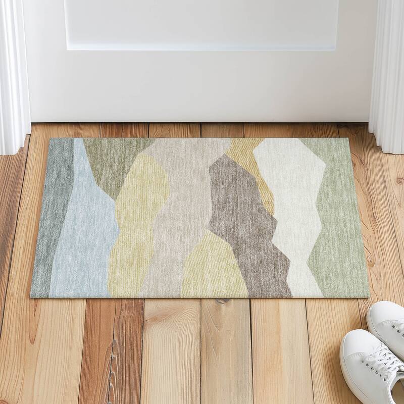 Machine Washable Indoor/ Outdoor Modern Dacono Chantille Rug