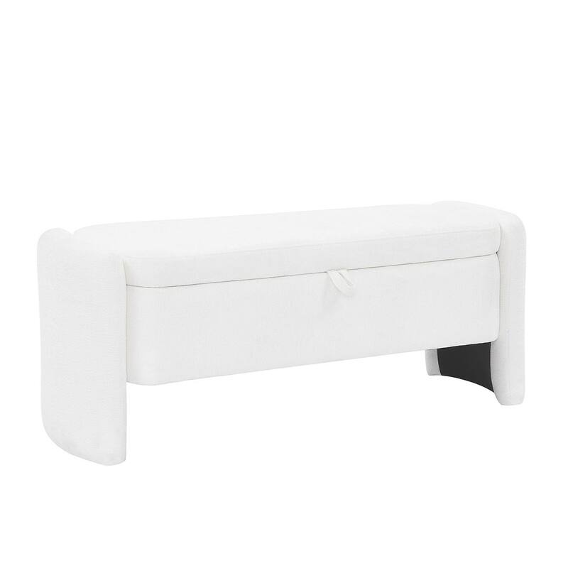 47.24" Chenille Fabric Oval Ottoman Storage Bench