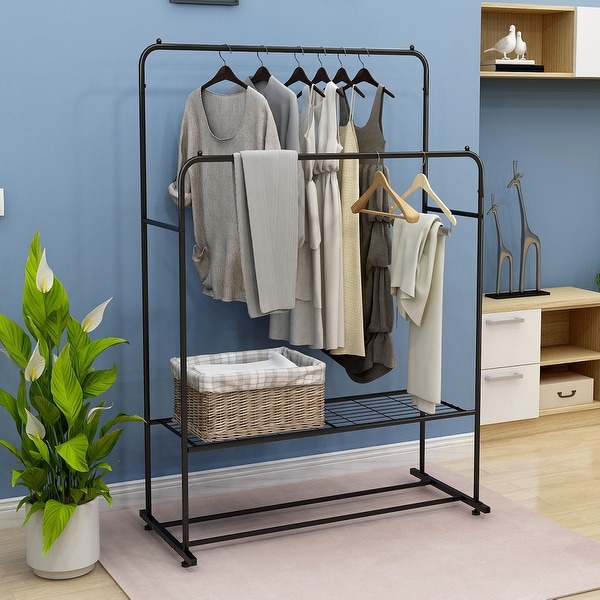 Siavonce Garment Rack Freestanding Hanger Double Pole Multi