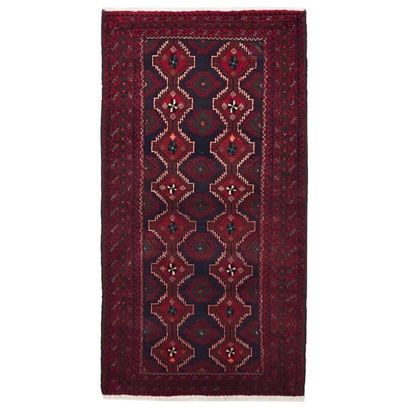 ECARPETGALLERY Hand-knotted Teimani Dark Navy, Red Wool Rug - 3'4 x 6'4
