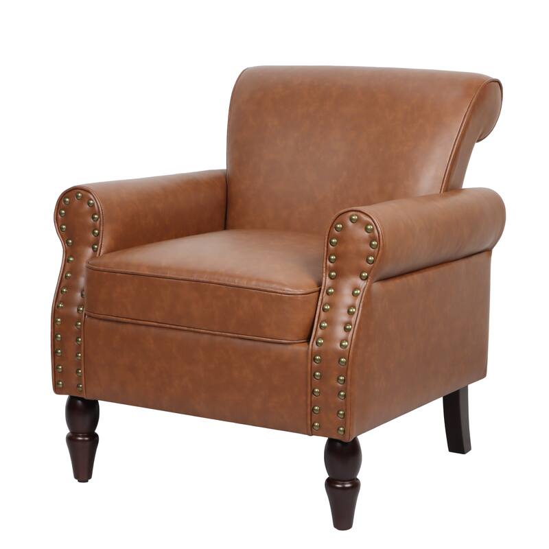 Mid-Century Modern Accent Chairs with Nailhead Trim