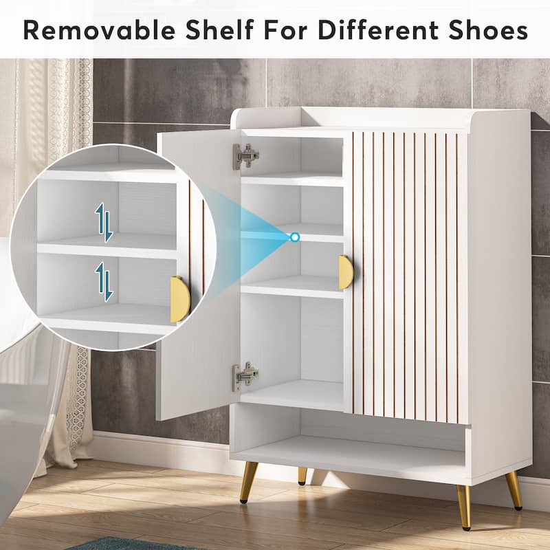 Shoe Cabinet with Doors, 7-Tier Shoe Storage Cabinet for Entryway