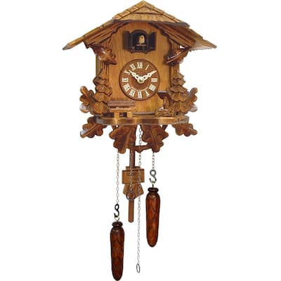 10.5" Brown White Engstler Full Size Battery-Operated Cuckoo Clock