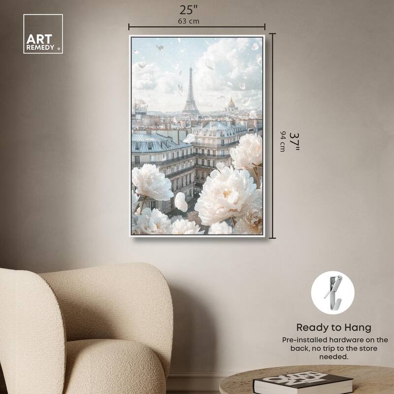 Peonies Over Paris Canvas by Art Remedy