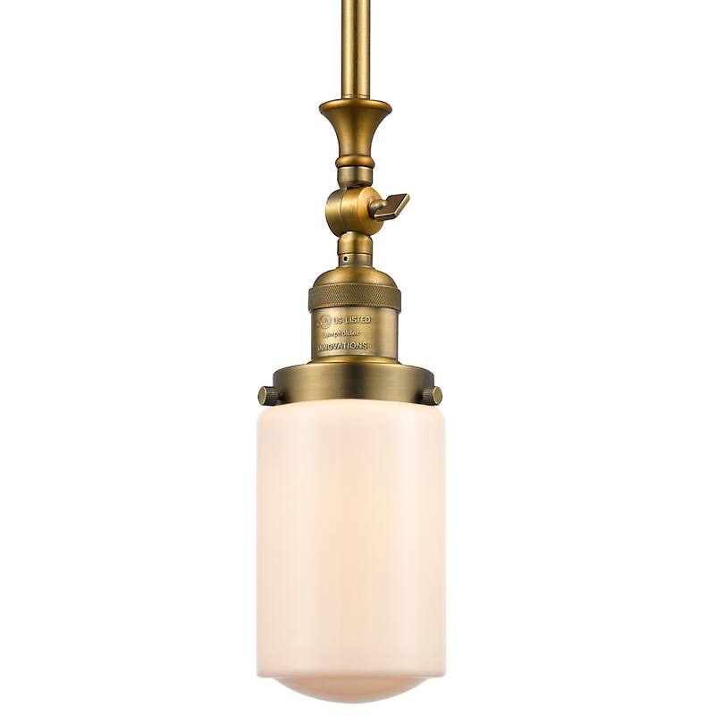 Innovations Lighting Dover 5" Wide Mini Rod Hung Adjustable Pendant - Brushed Brass / Matte White Cased
