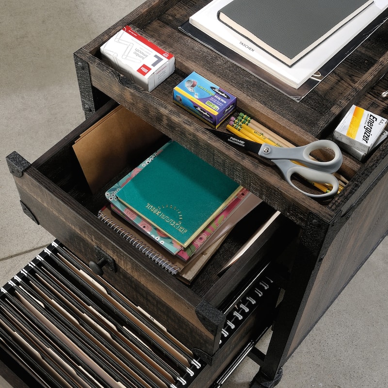 Wood File Pedestal with Ample Storage, Brown