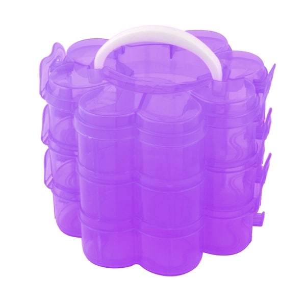 Outdoor PP 15 Compartments Tablet Pill Organizer Dispenser Box Case Purple