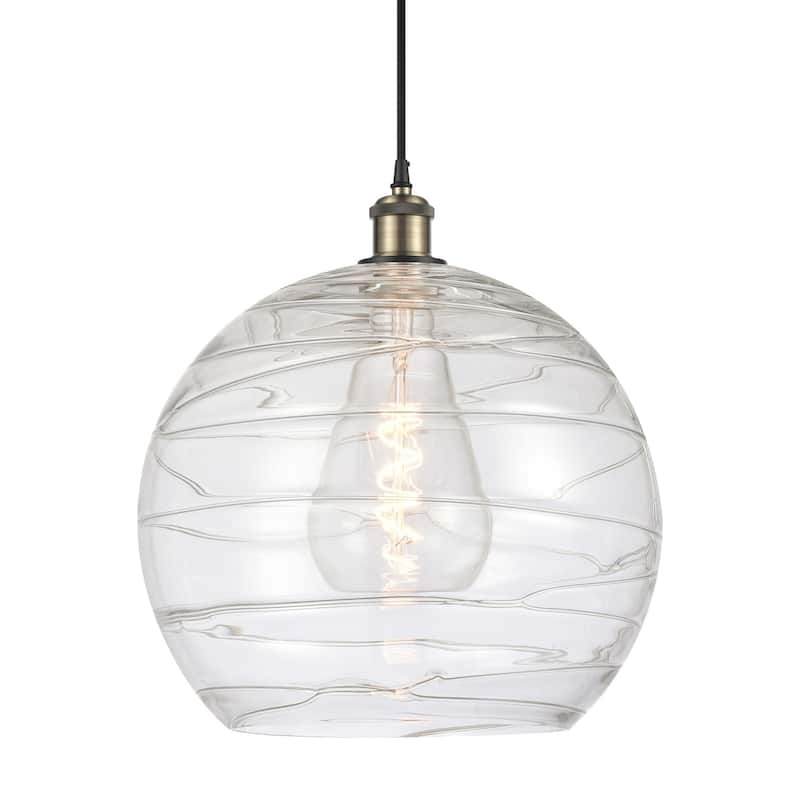 Innovations Lighting 516-1P-17-14 Athens Pendant Athens 14" Wide - Black Antique Brass / Clear Deco Swirl