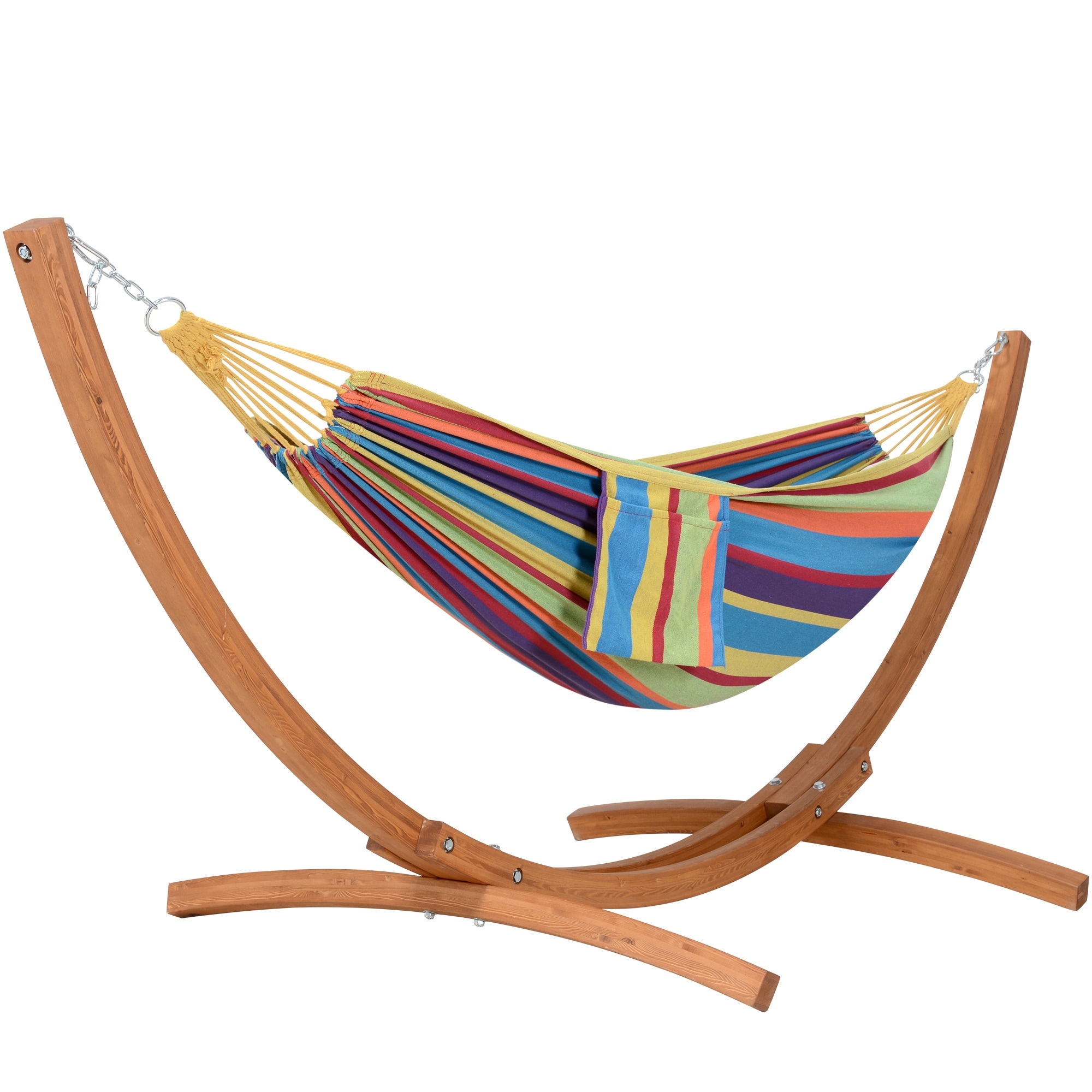 Outdoor Hammock with 10 ft Wooden Stand - 125.2*47.2*42.5 in