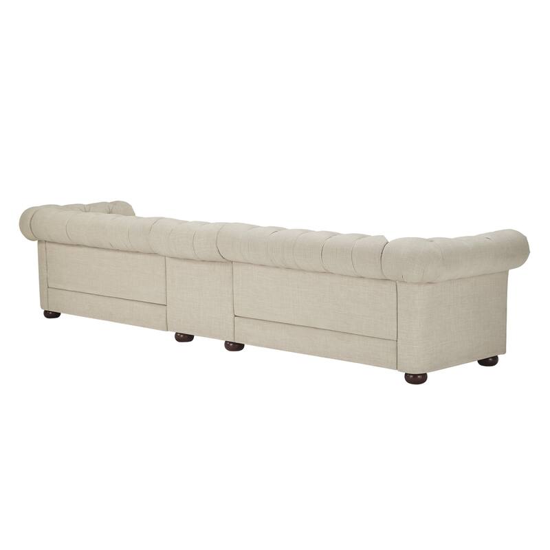 Knightsbridge Beige Linen Tufted Chesterfield Modular Sofa by iNSPIRE Q Artisan
