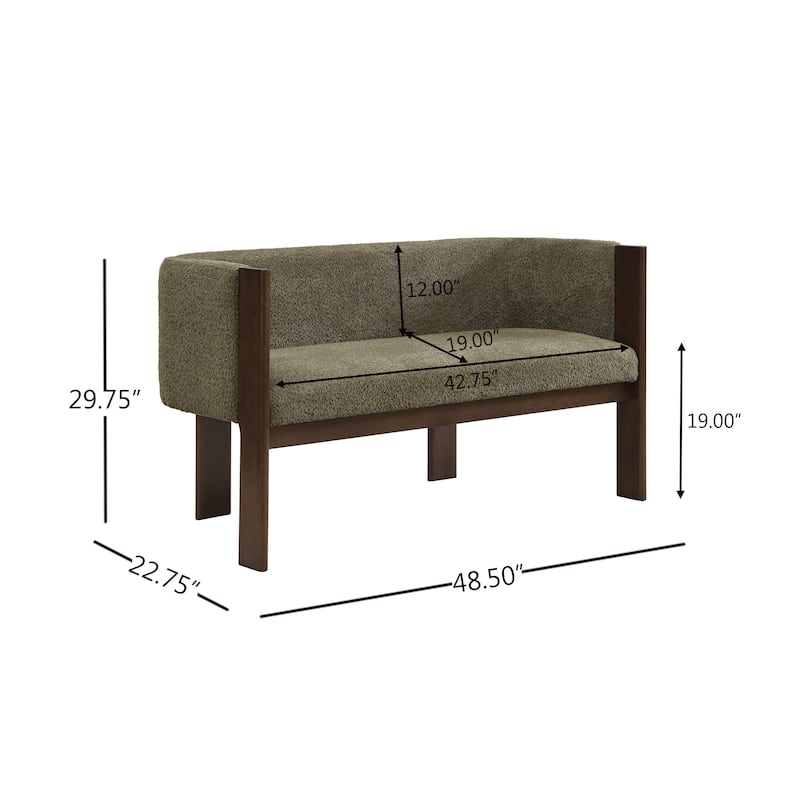 Christopher Knight Home - Vescari Modern Mid-Century Compact Upholstered 2-Seater Loveseat, Solid Rubberwood Frame & Track Arms
