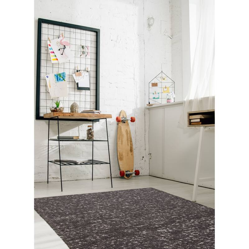 ECARPETGALLERY Braid weave Sienna Black Wool Rug - 5'2 x 7'6