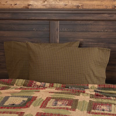 Tea Cabin Green Plaid Pillow Case Set
