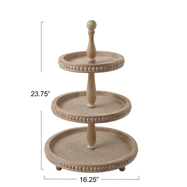 dimension image slide 2 of 3, Round Decorative Wood Tray