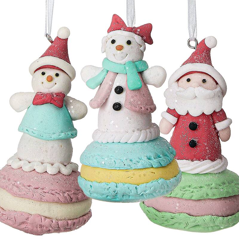 3" Claydough Macaroon With Friends Ornament Set of 3