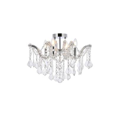 Maria Theresa 4 light Chrome Flush Mount Clear Elegant Cut Crystal - Exact Size