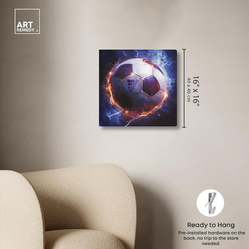 Electrify Soccer Ball Canvas by Art Remedy, Gallery Wrapped