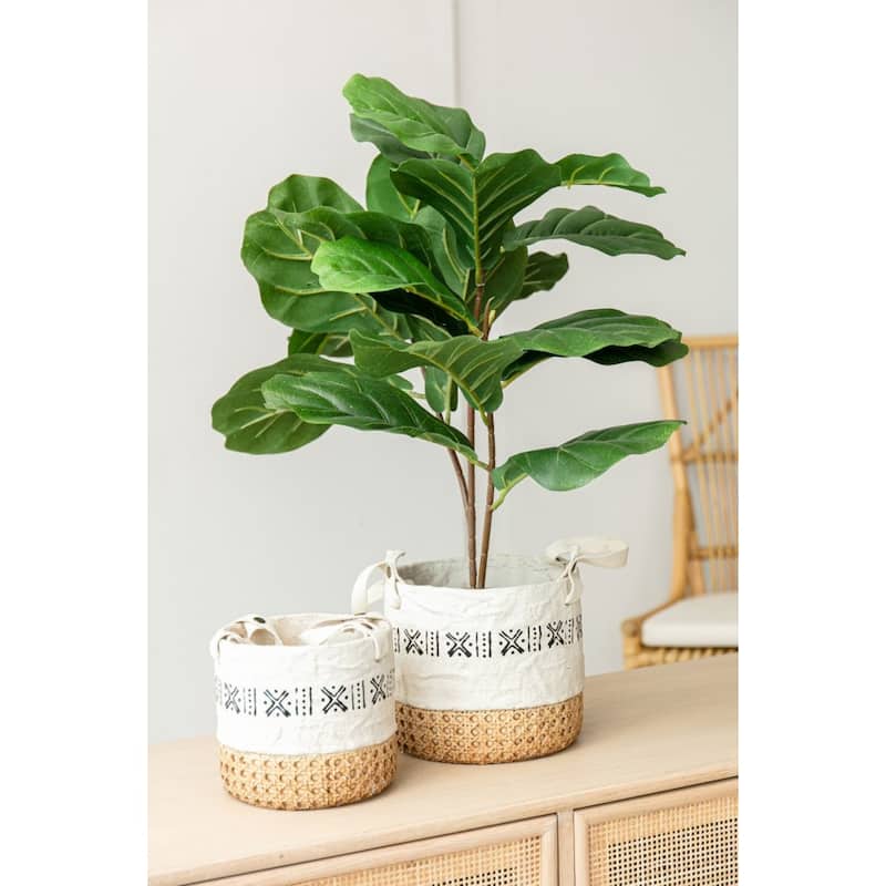 Potted Tall Artificial Fiddle Leaf Fig Tree - 21.75"