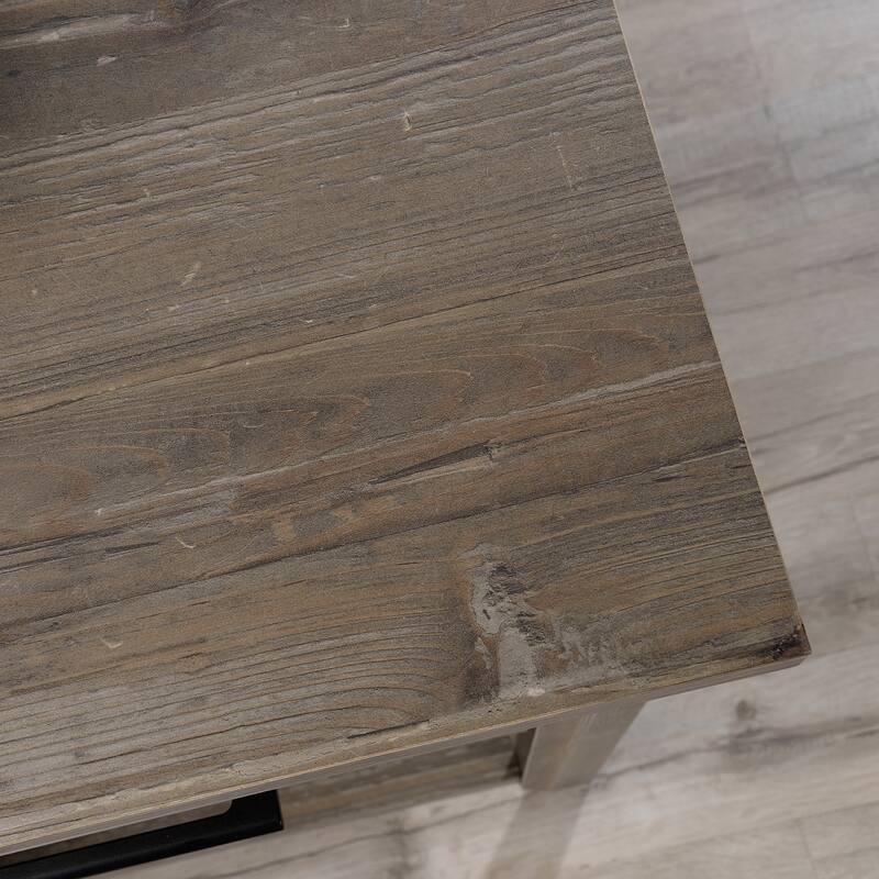 Wood L-Shaped Desk with File Drawer, Brown