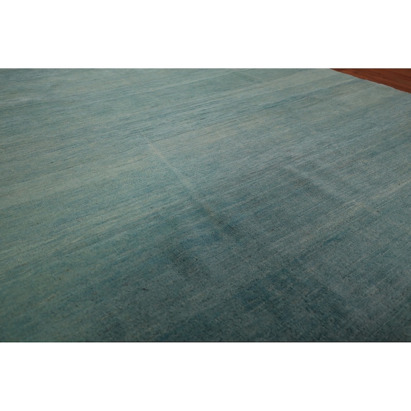 Aqua Blue Gabbeh Modern Area Rug Handmade Wool Carpet - 6'6" x 9'7"