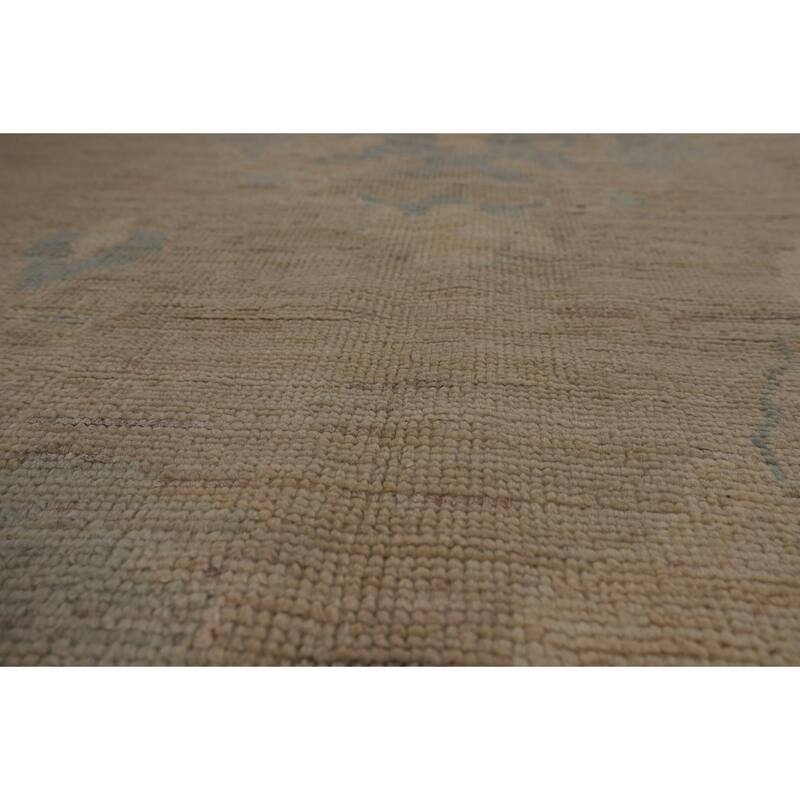 Transitional Beige Oushak Turkish Area Rug Handmade Wool Carpet - 9'3"x 11'7"