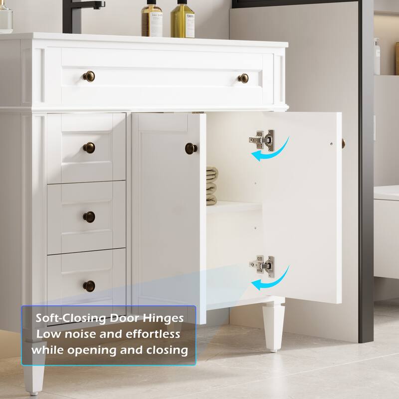 Retro Bathroom Vanity W/ Drop in Sink Combo Cabinet Set