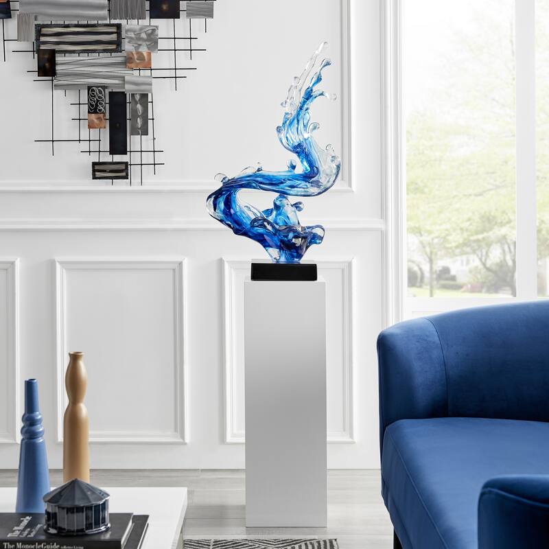 Ocean Blue Cortes Bay Wave Floor Sculpture with Stand - 57" Tall