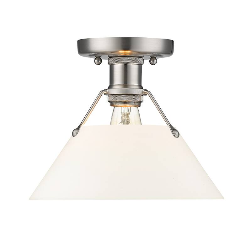 Orwell 1-Light Flush Mount in Pewter with Opal Glass - Silver