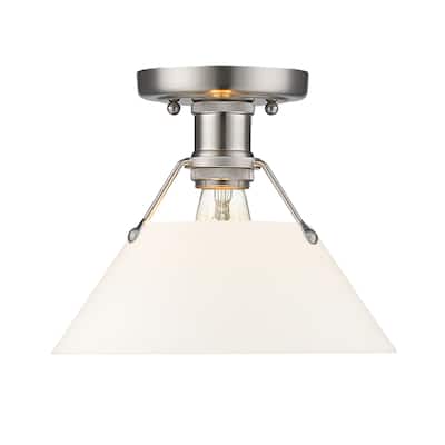 Orwell 1-Light Flush Mount in Pewter with Opal Glass - Silver