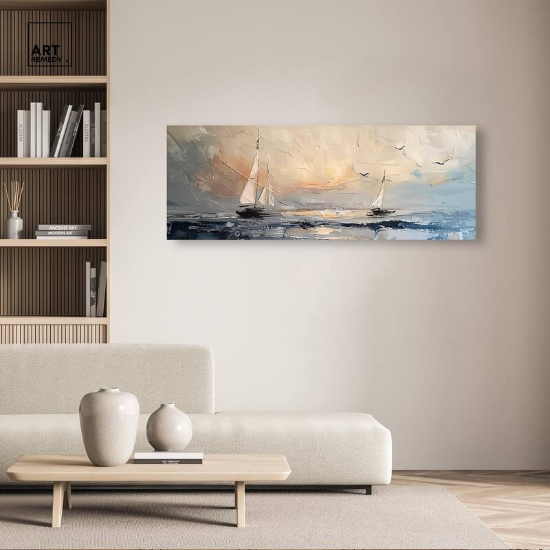 Early Sail Panoramic Canvas by Art Remedy, Gallery Wrapped