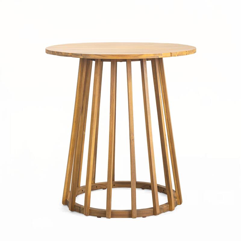 Outdoor Round Top Acacia Wood Dining Table,Round Bistro Table,Teak Finish