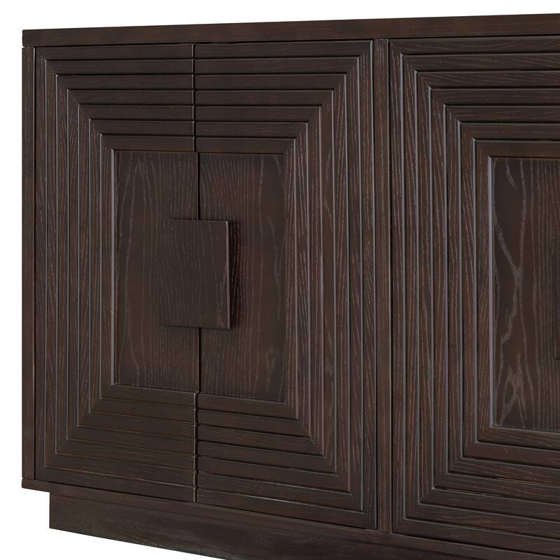 Carved Buffet Storage Cabinet Sideboard with Adjustable Shelve, Vintage TV Cabinet Entryway Floor Cabinet Cupboard Console Table