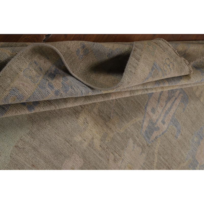 Hand Knotted Oriental 100% Wool Carpet Transitional All-Over Greys & Charcoal Oushak Area Rug - 13' 9'' X 9' 10''