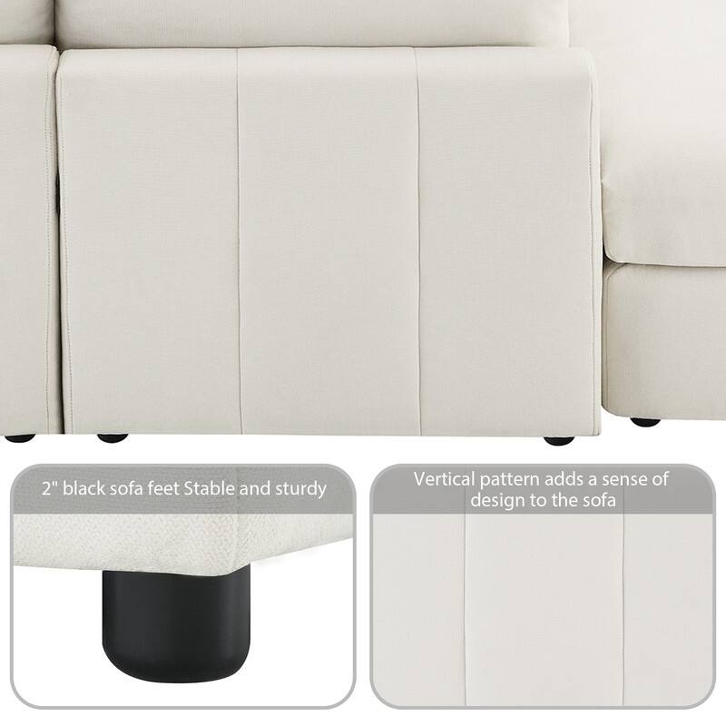 93 "modern sectional sofa, vertical stripes, 5 seat armless sofa