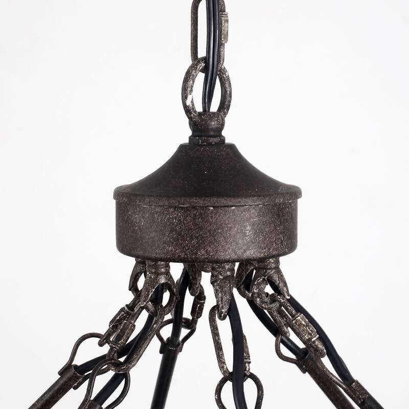 Vyolette 60 in. 30-Light Extra Large Farmhouse Round Wagon Wheel Chandelier, Classic Dining Room Living Room Chandelier