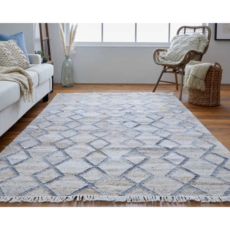 Elstow Transitional PET Yarn Charcoal Gray/Beige Area Rug