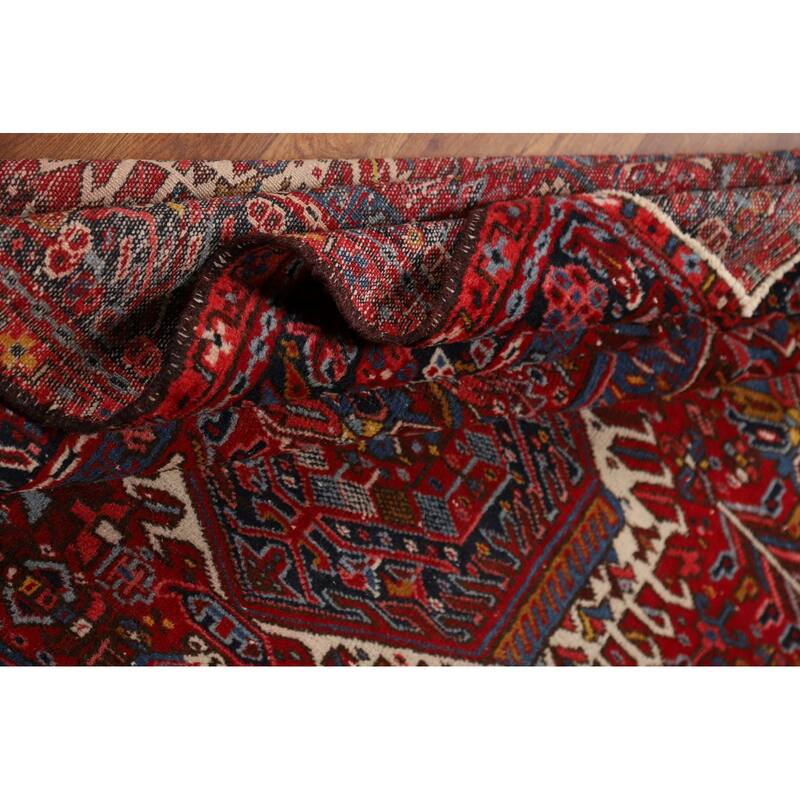 Tribal Geometric Gharajeh Persian Rug Red Hand-Knotted Wool Carpet - 5'0"x 6'3"
