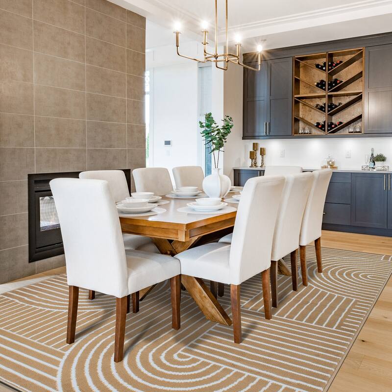 World Rug Gallery Contemporary Stripe Arch Design Area Rug