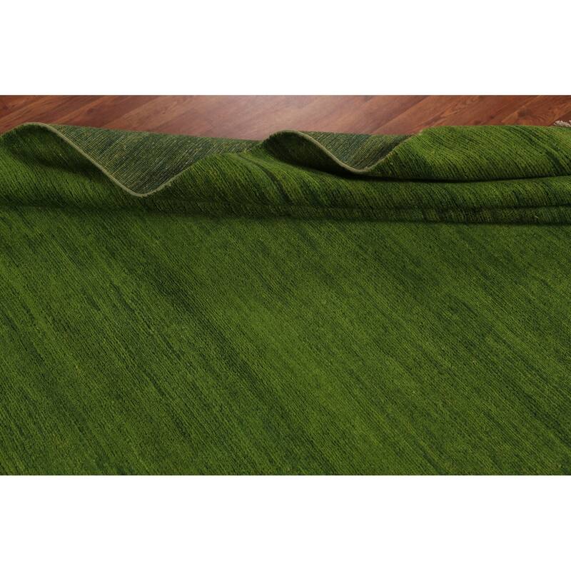 Modern Green Gabbeh Oriental Area Rug Handmade Wool Carpet - 5'4" x 7'9"