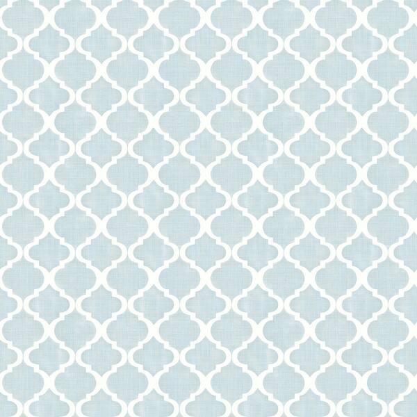 Watercolor Blue Quatrefoil Wallpaper 20.5in x 396in x 0.025in