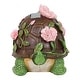 preview thumbnail 10 of 11, Exhart Solar Turtle with Pink Flowers Garden Statue, 8 inch