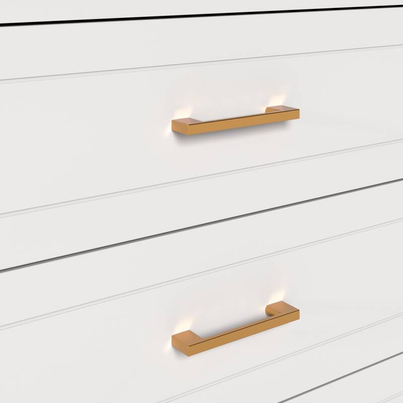 Roomfitters 6-Drawer Double Dresser, Modern Bedroom Storage Cabinet with Solid Wood Legs & Metal Handles