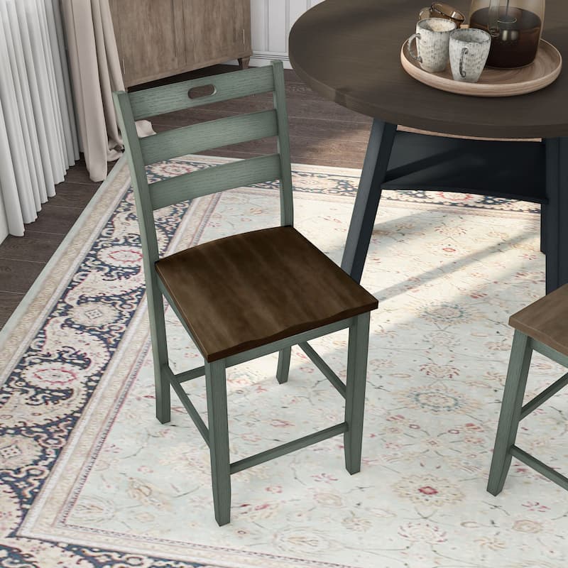 Jonah Farmhouse Wood Ladder Back Counter Height Chairs by Furniture of America (Set of 2)