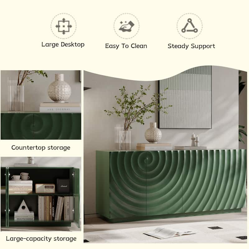 GDF Studio - Ripplea Modern Buffet Cabinet with Storage and 3D Textured Doors, Freestanding Anti-Dumping Sideboard, 59-Inch