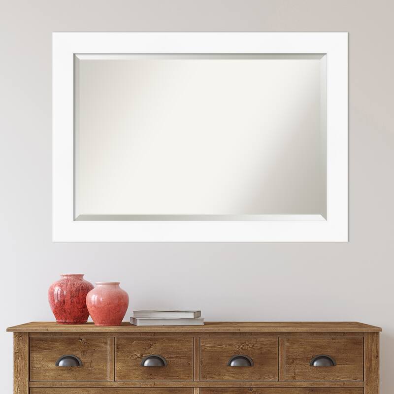 Beveled Bathroom Wall Mirror - Cabinet White Frame