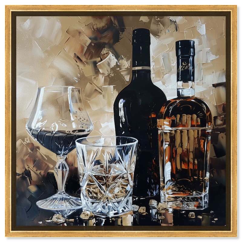 Notoriart His Favorite Drink Framed Bar Cart Art For Men - 31 x 31 - Gold